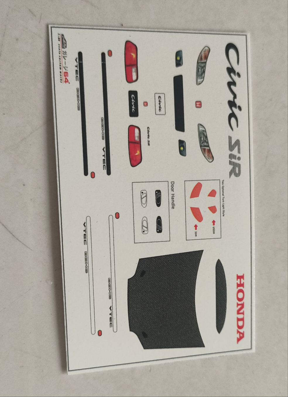 Decal set Hotwheels Civic EG6
