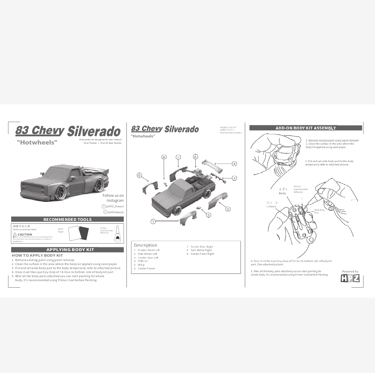 HPZ - Add on Body kit for Hot Wheels 83 Chevy Silverado